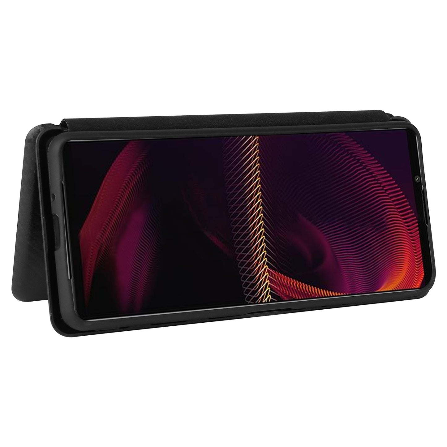 Carbon Fiber Texture Auto-absorbed Cell Phone Stand Cover for Sony Xperia 5 III 5G