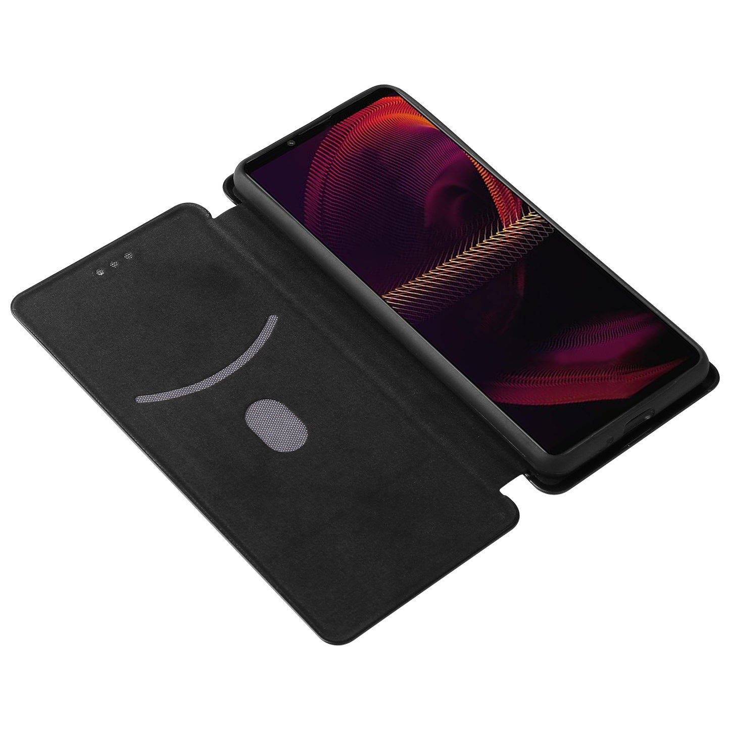 Carbon Fiber Texture Auto-absorbed Cell Phone Stand Cover for Sony Xperia 5 III 5G
