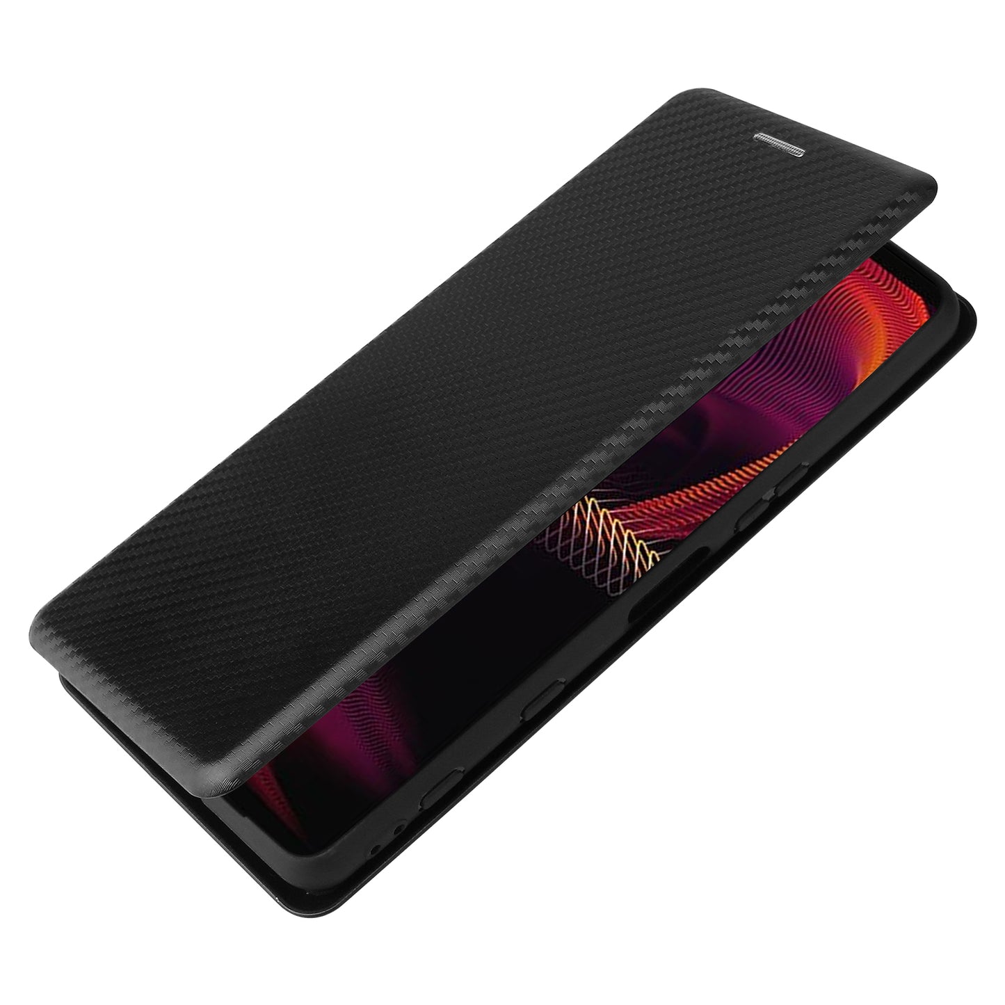 Carbon Fiber Texture Auto-absorbed Cell Phone Stand Cover for Sony Xperia 5 III 5G
