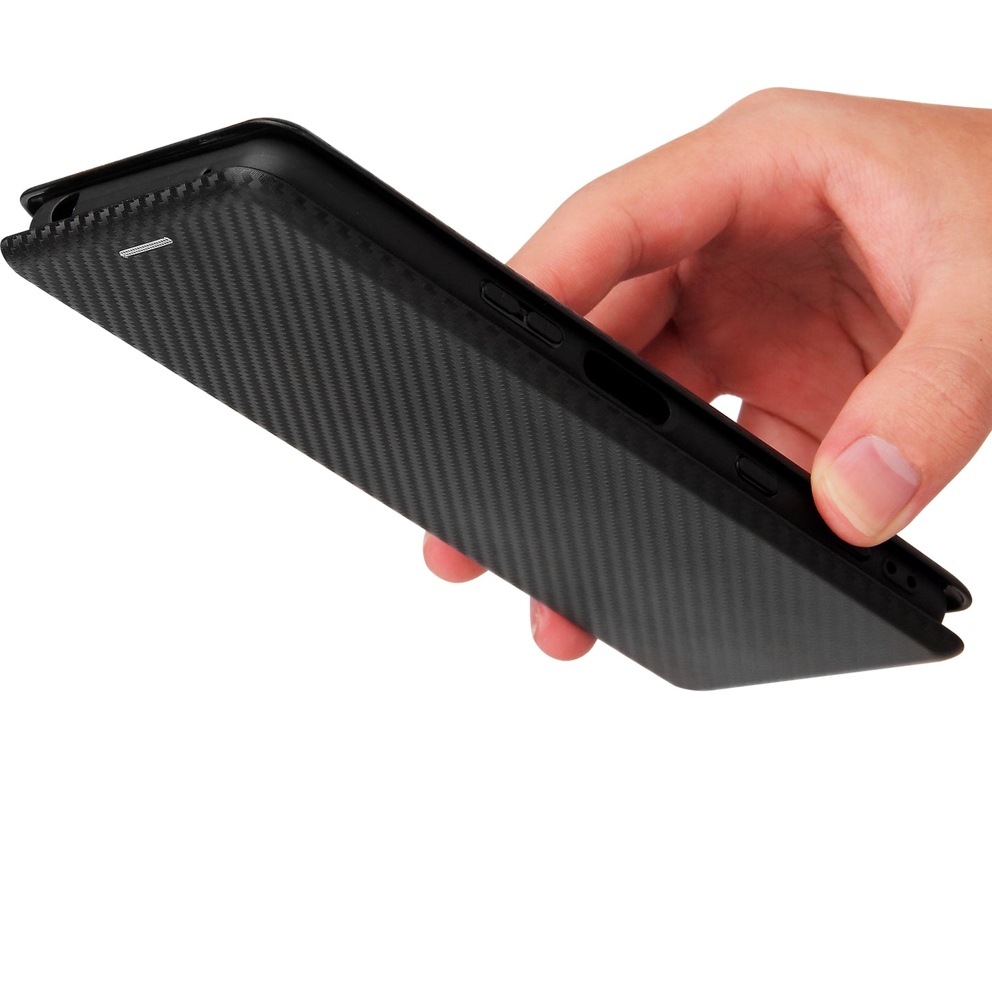 Carbon Fiber Texture Auto-absorbed Cell Phone Stand Cover for Sony Xperia 5 III 5G