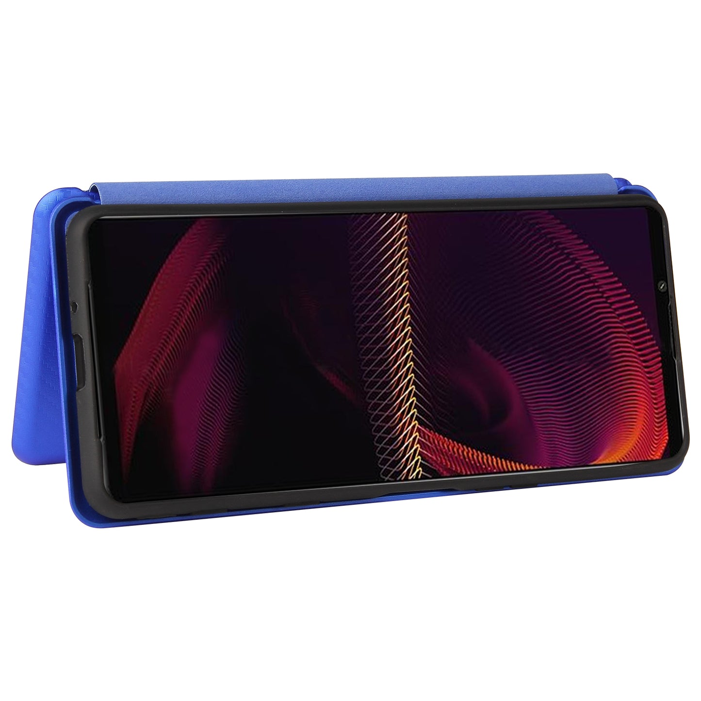 Carbon Fiber Texture Auto-absorbed Cell Phone Stand Cover for Sony Xperia 5 III 5G