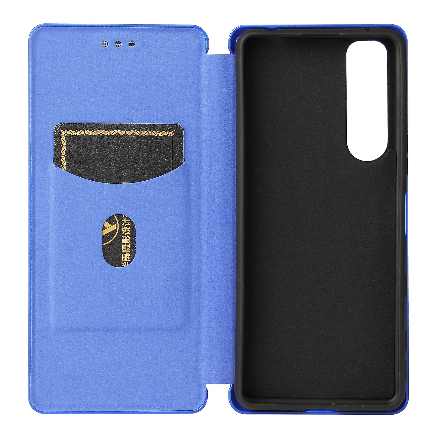 Carbon Fiber Texture Auto-absorbed Cell Phone Stand Cover for Sony Xperia 5 III 5G