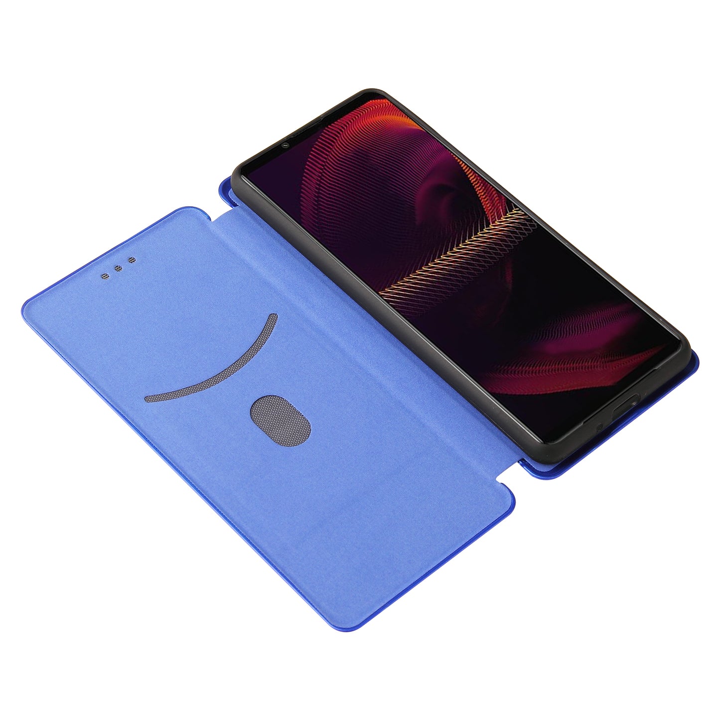 Carbon Fiber Texture Auto-absorbed Cell Phone Stand Cover for Sony Xperia 5 III 5G