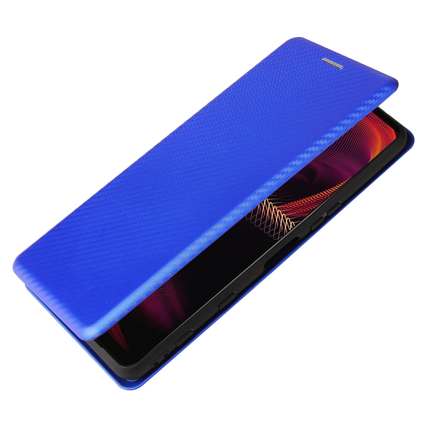 Carbon Fiber Texture Auto-absorbed Cell Phone Stand Cover for Sony Xperia 5 III 5G