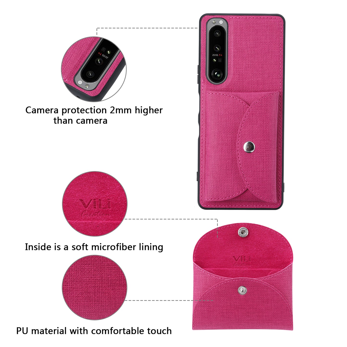 VILI T Series Leather Skin TPU Shell with Movable Magnetic-Absorbed Wallet for Sony Xperia 1 III 5G
