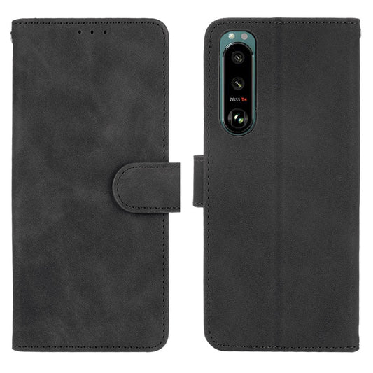 Silky Touch Leather Wallet Stand Phone Cover Case for Sony Xperia 5 III 5G