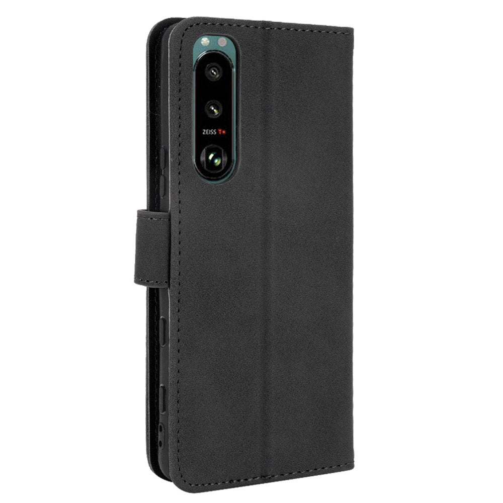 Silky Touch Leather Wallet Stand Phone Cover Case for Sony Xperia 5 III 5G