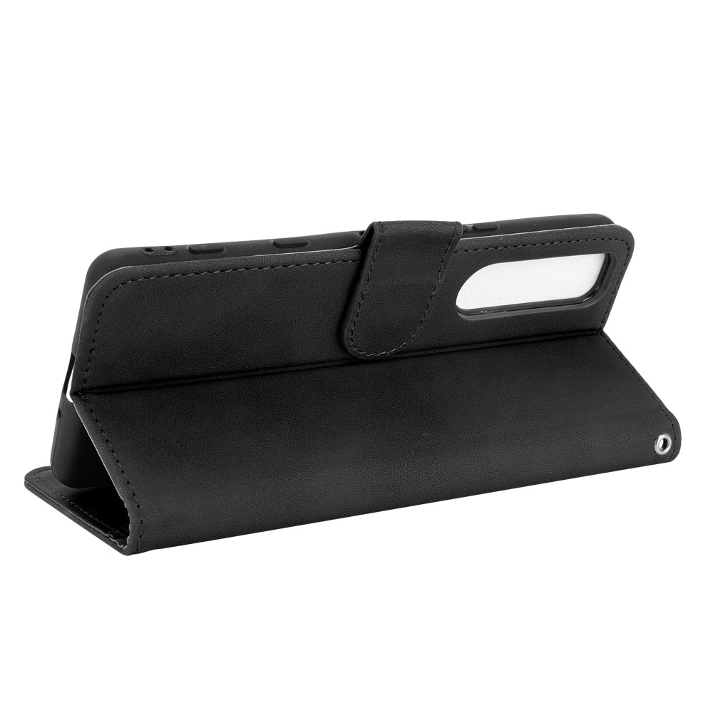 Silky Touch Leather Wallet Stand Phone Cover Case for Sony Xperia 5 III 5G