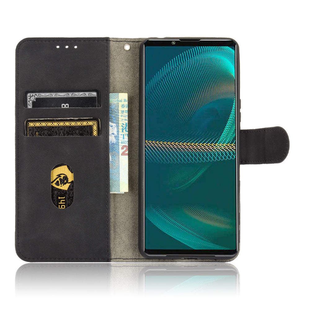 Silky Touch Leather Wallet Stand Phone Cover Case for Sony Xperia 5 III 5G