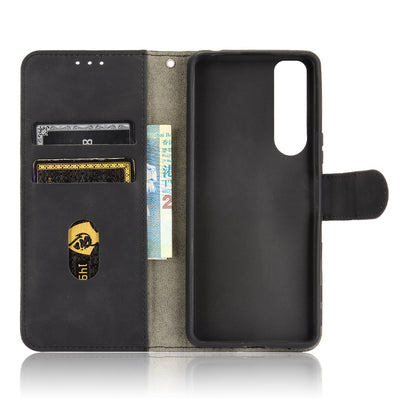 Silky Touch Leather Wallet Stand Phone Cover Case for Sony Xperia 5 III 5G