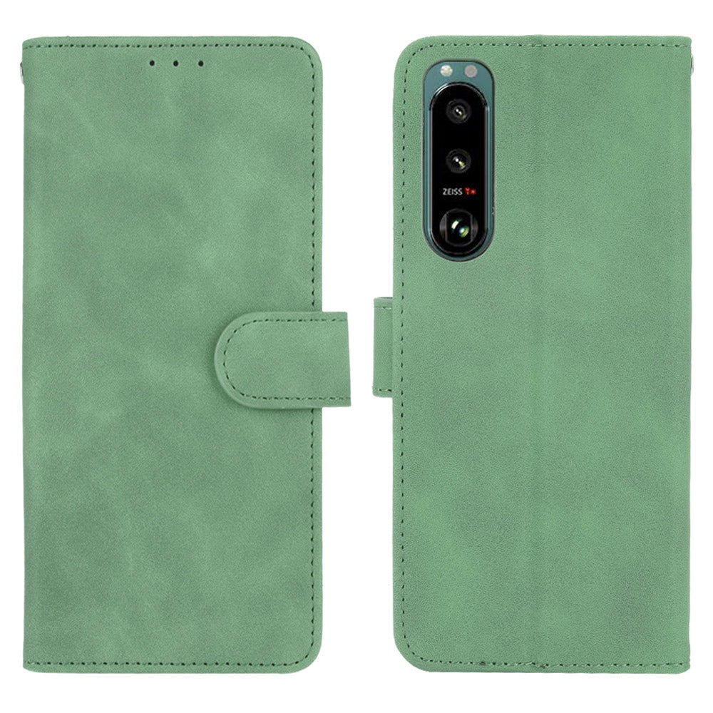 Silky Touch Leather Wallet Stand Phone Cover Case for Sony Xperia 5 III 5G
