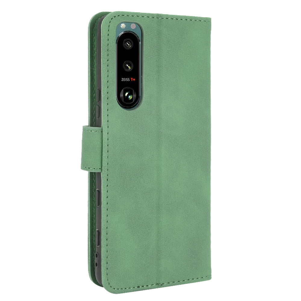 Silky Touch Leather Wallet Stand Phone Cover Case for Sony Xperia 5 III 5G