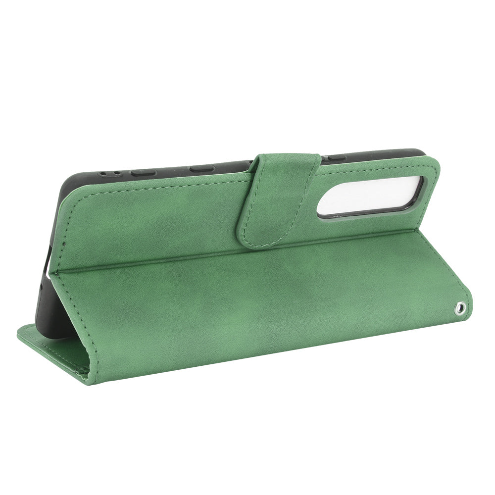 Silky Touch Leather Wallet Stand Phone Cover Case for Sony Xperia 5 III 5G