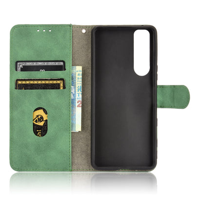 Silky Touch Leather Wallet Stand Phone Cover Case for Sony Xperia 5 III 5G