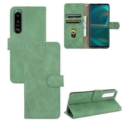 Silky Touch Leather Wallet Stand Phone Cover Case for Sony Xperia 5 III 5G