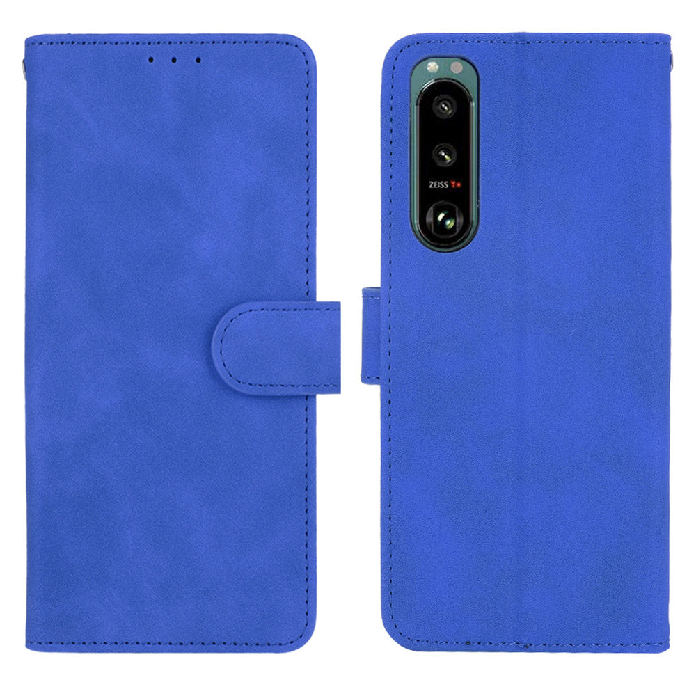 Silky Touch Leather Wallet Stand Phone Cover Case for Sony Xperia 5 III 5G
