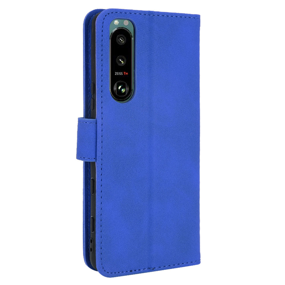 Silky Touch Leather Wallet Stand Phone Cover Case for Sony Xperia 5 III 5G