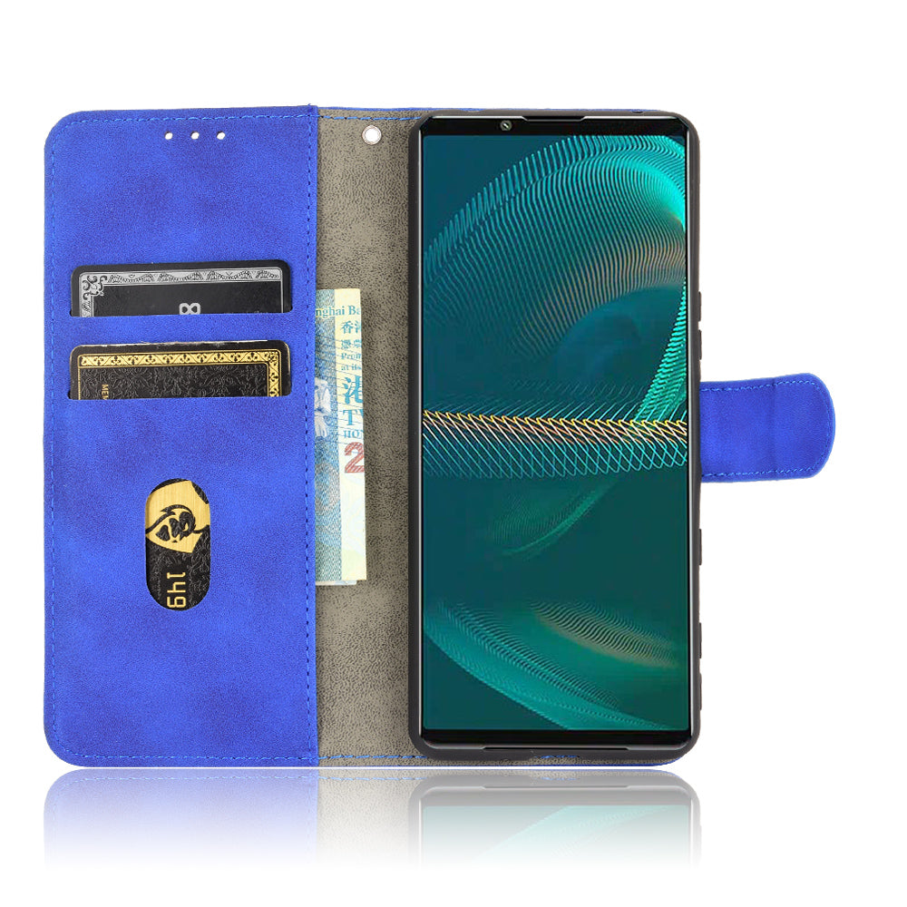Silky Touch Leather Wallet Stand Phone Cover Case for Sony Xperia 5 III 5G