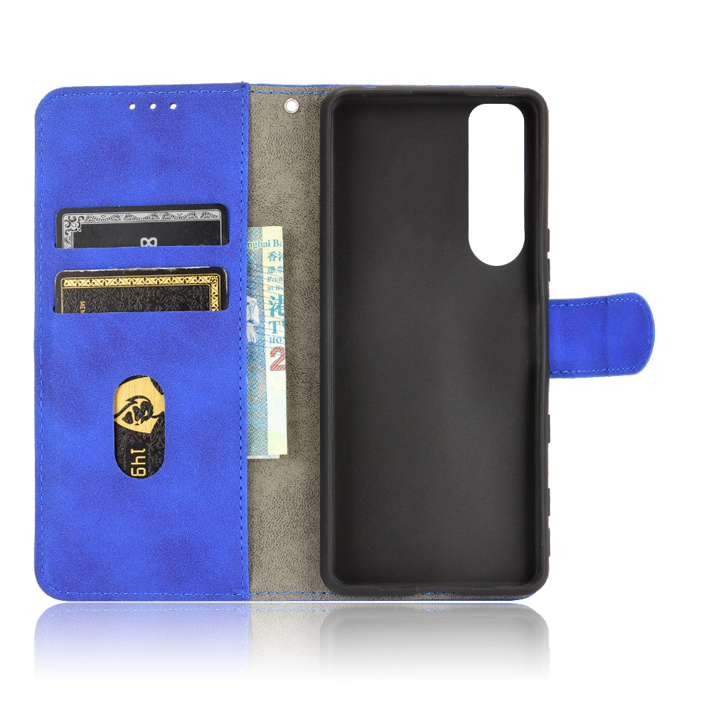 Silky Touch Leather Wallet Stand Phone Cover Case for Sony Xperia 5 III 5G