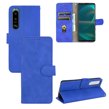 Silky Touch Leather Wallet Stand Phone Cover Case for Sony Xperia 5 III 5G