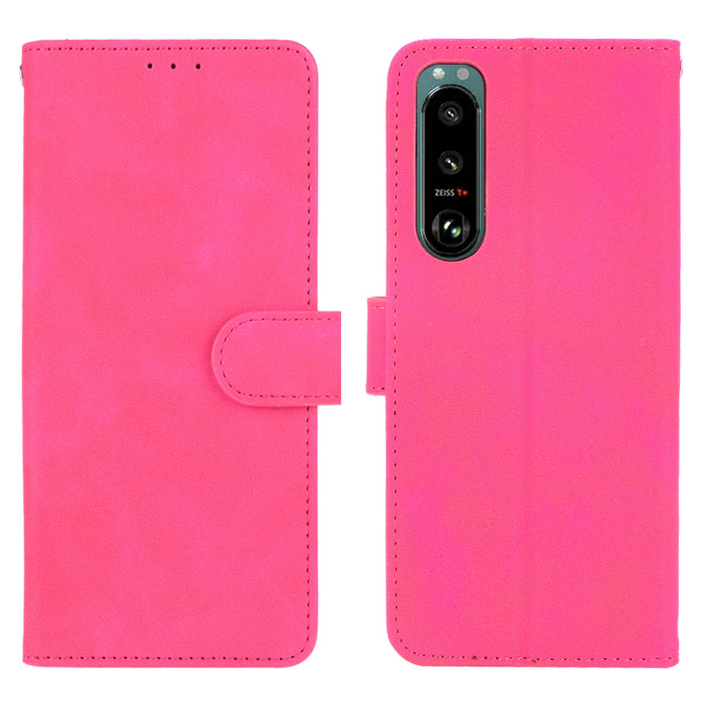 Silky Touch Leather Wallet Stand Phone Cover Case for Sony Xperia 5 III 5G