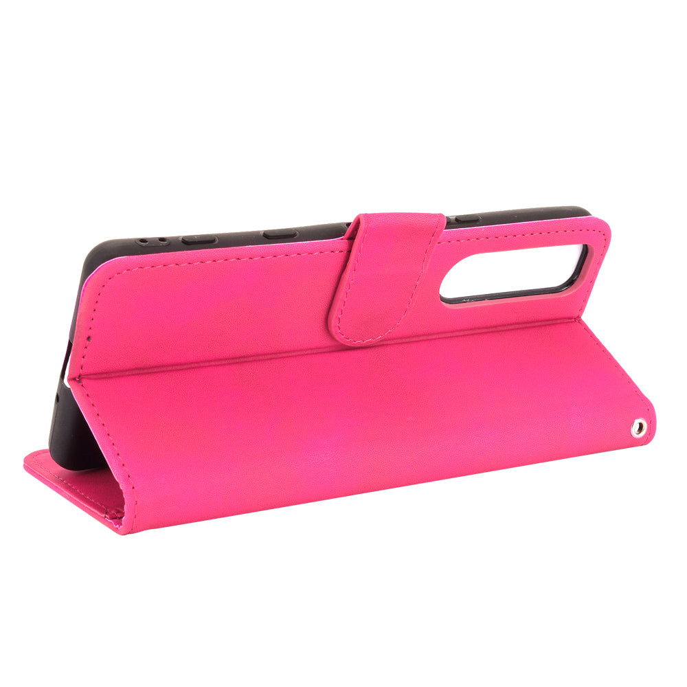 Silky Touch Leather Wallet Stand Phone Cover Case for Sony Xperia 5 III 5G