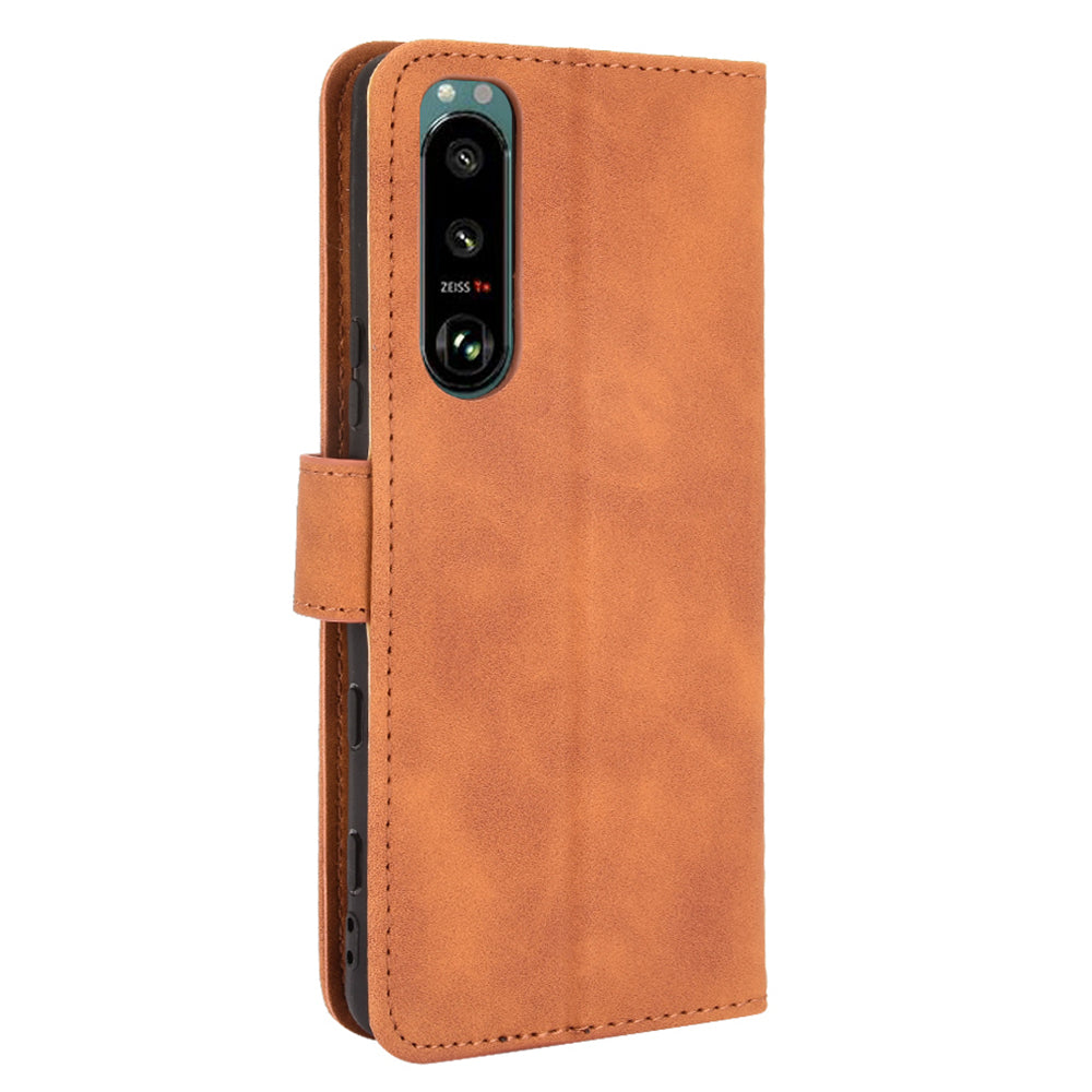 Silky Touch Leather Wallet Stand Phone Cover Case for Sony Xperia 5 III 5G