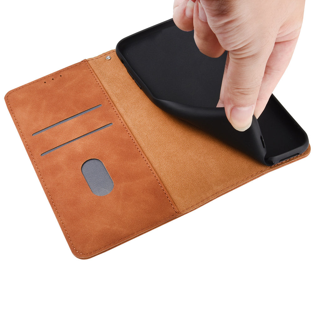 Silky Touch Leather Wallet Stand Phone Cover Case for Sony Xperia 5 III 5G