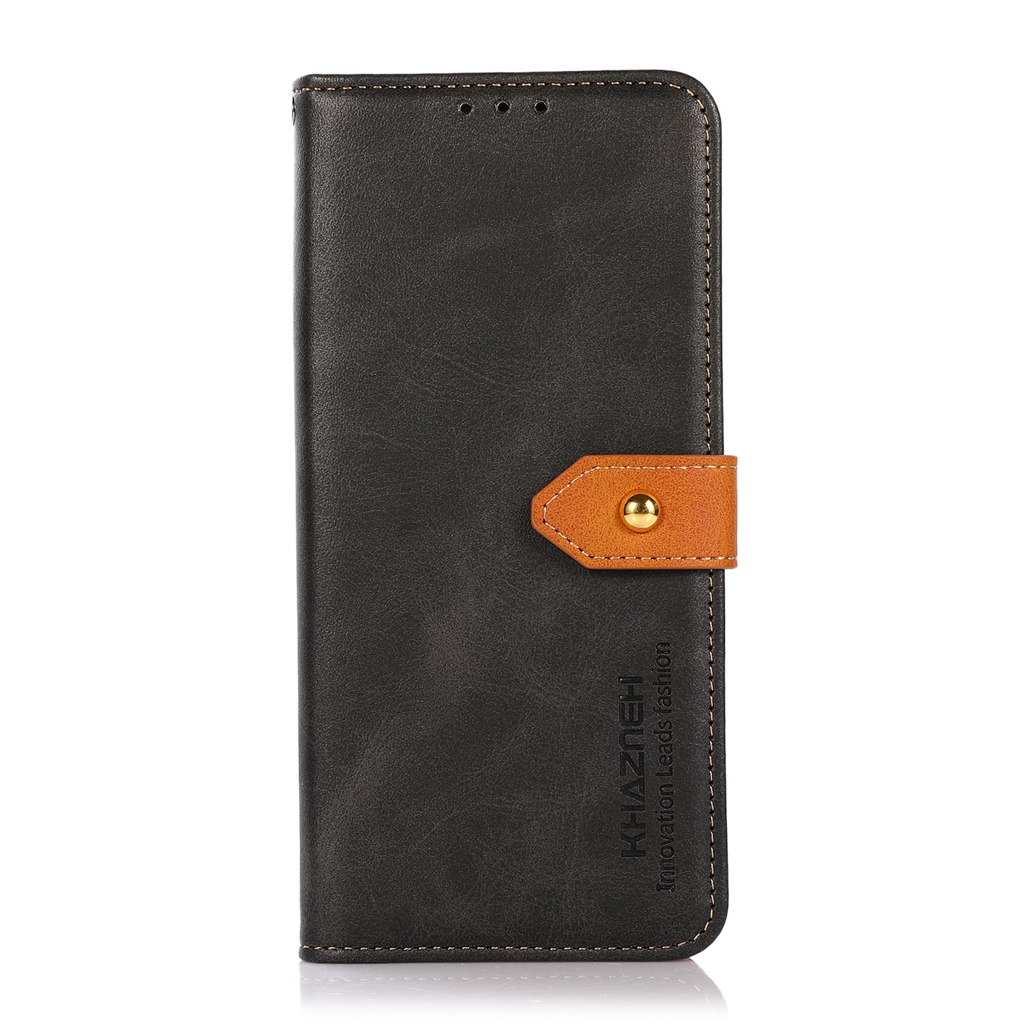 KHAZNEH Golden Magnetic Clasp Dual Color Stand Wallet Leather Protective Case for Sony Xperia 5 III 5G