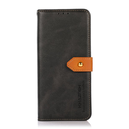 KHAZNEH Golden Magnetic Clasp Dual Color Stand Wallet Leather Protective Case for Sony Xperia 5 III 5G