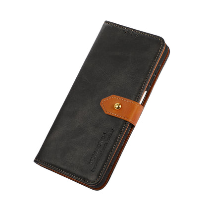 KHAZNEH Golden Magnetic Clasp Dual Color Stand Wallet Leather Protective Case for Sony Xperia 5 III 5G