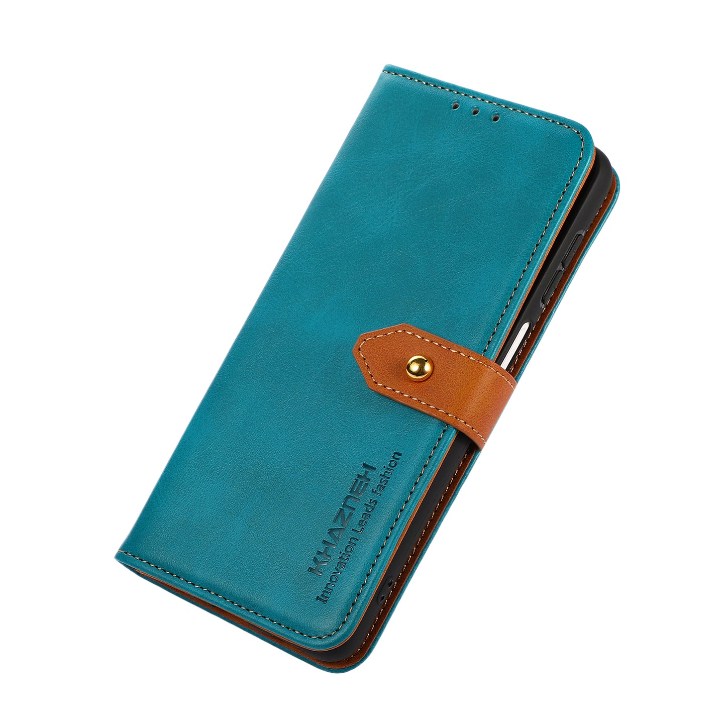 KHAZNEH Golden Magnetic Clasp Dual Color Stand Wallet Leather Protective Case for Sony Xperia 5 III 5G