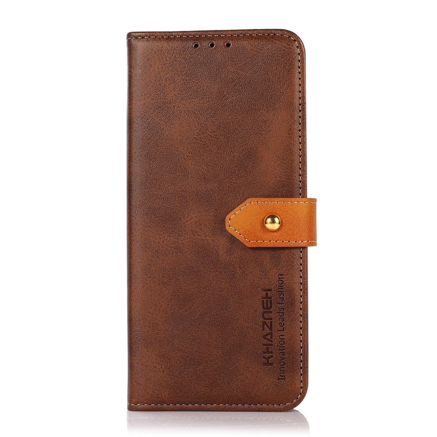 KHAZNEH Golden Magnetic Clasp Dual Color Stand Wallet Leather Protective Case for Sony Xperia 5 III 5G