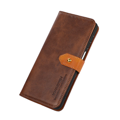 KHAZNEH Golden Magnetic Clasp Dual Color Stand Wallet Leather Protective Case for Sony Xperia 5 III 5G