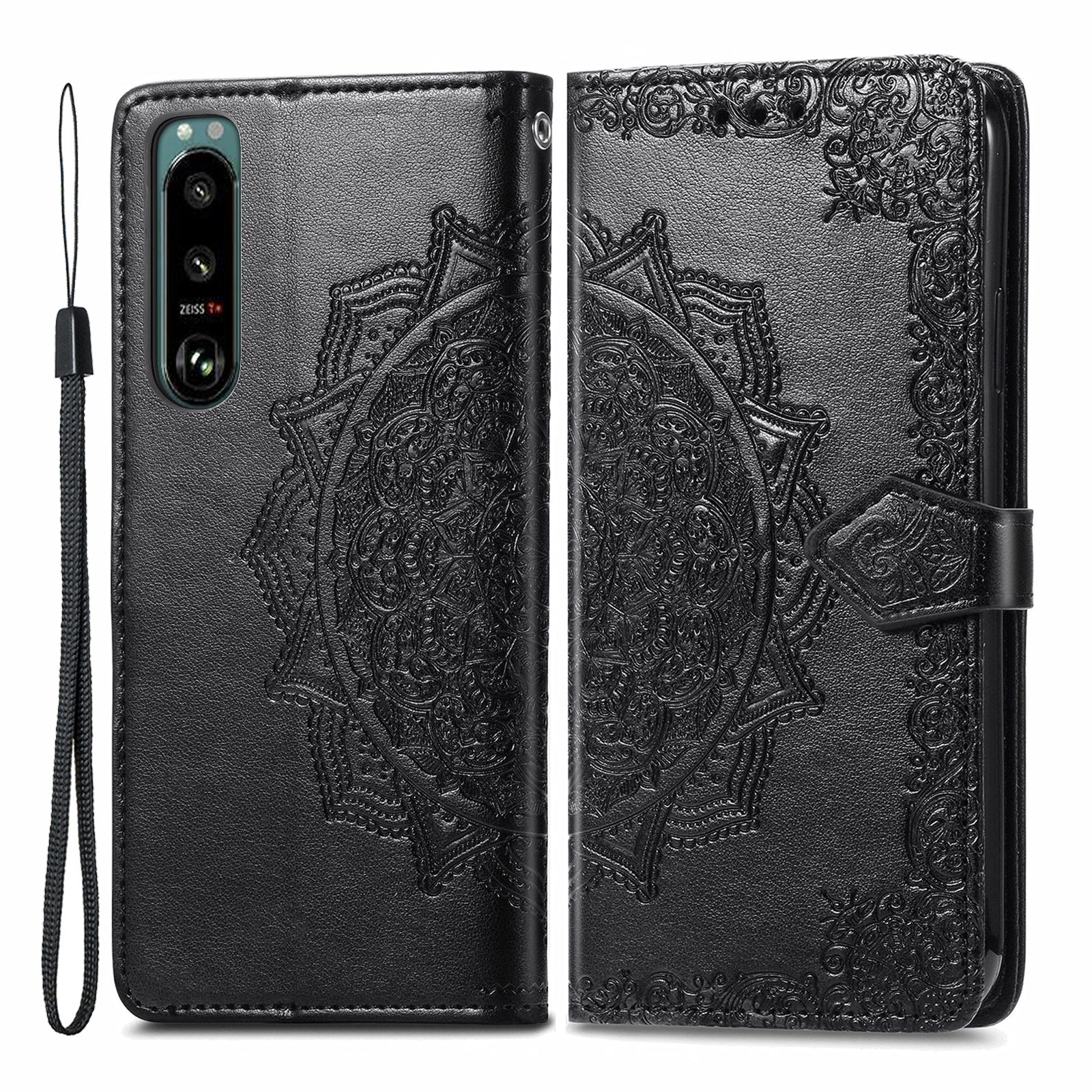 Embossed Mandala Flower Wallet Stand Design Leather Case for Sony Xperia 5 III 5G