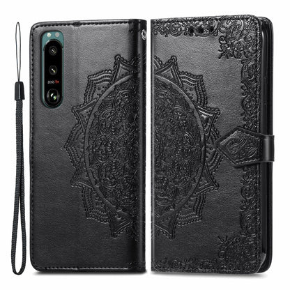 Embossed Mandala Flower Wallet Stand Design Leather Case for Sony Xperia 5 III 5G
