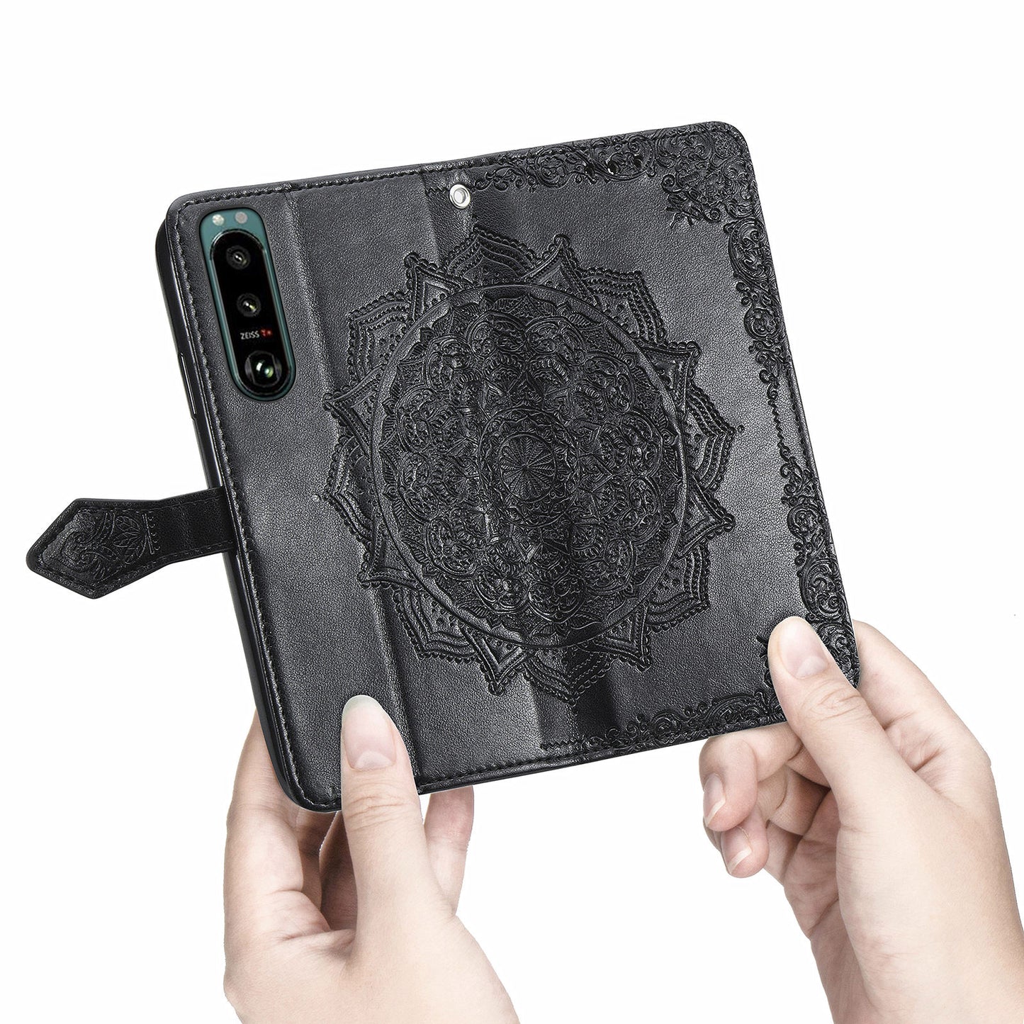 Embossed Mandala Flower Wallet Stand Design Leather Case for Sony Xperia 5 III 5G
