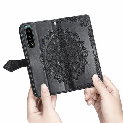 Embossed Mandala Flower Wallet Stand Design Leather Case for Sony Xperia 5 III 5G