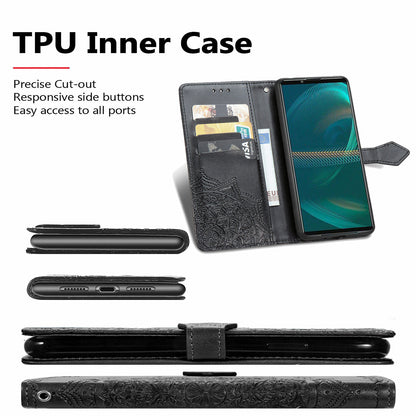 Embossed Mandala Flower Wallet Stand Design Leather Case for Sony Xperia 5 III 5G