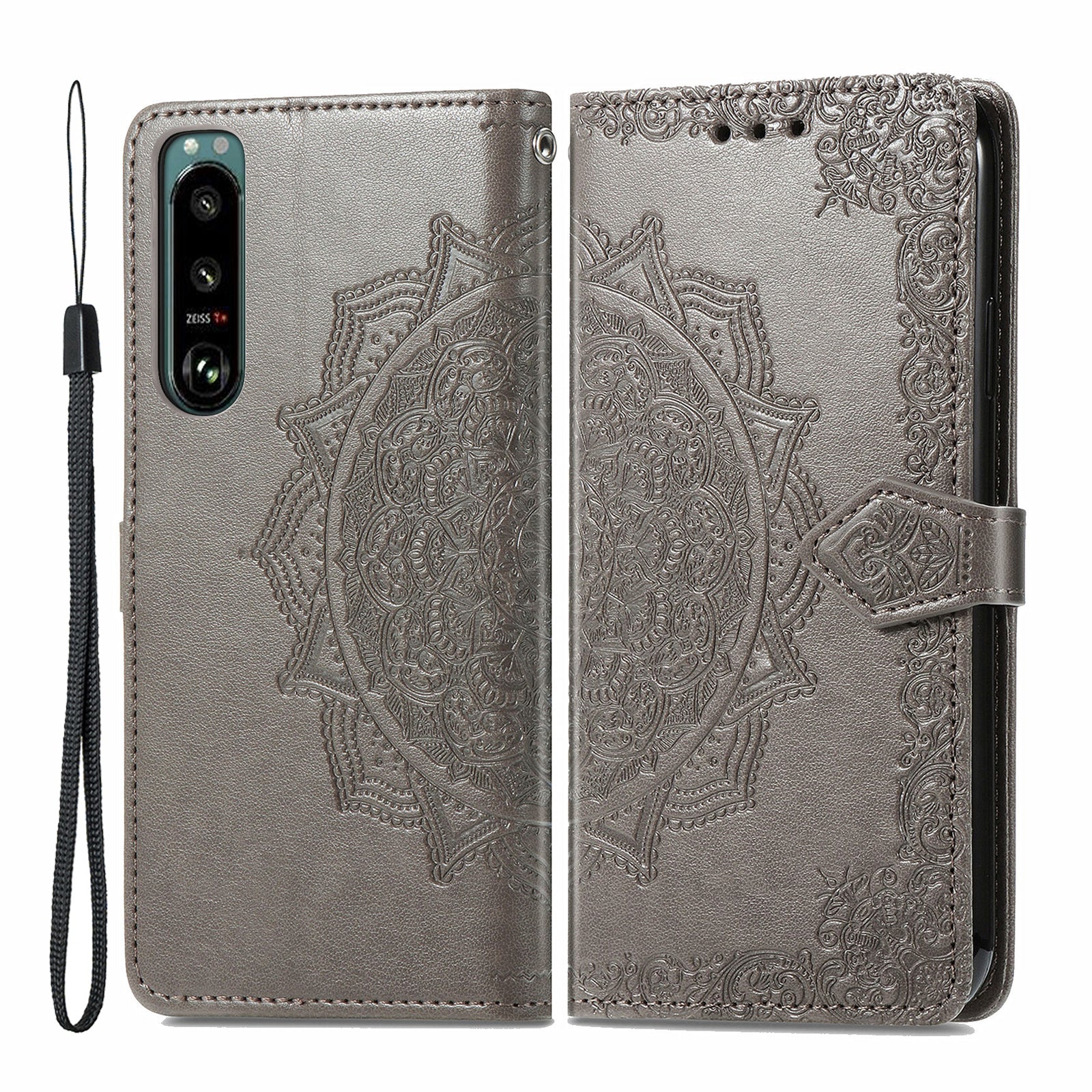 Embossed Mandala Flower Wallet Stand Design Leather Case for Sony Xperia 5 III 5G