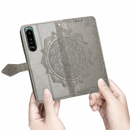 Embossed Mandala Flower Wallet Stand Design Leather Case for Sony Xperia 5 III 5G