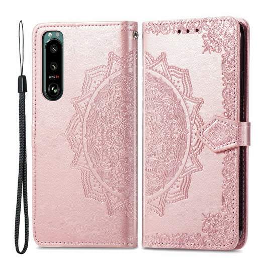 Embossed Mandala Flower Wallet Stand Design Leather Case for Sony Xperia 5 III 5G