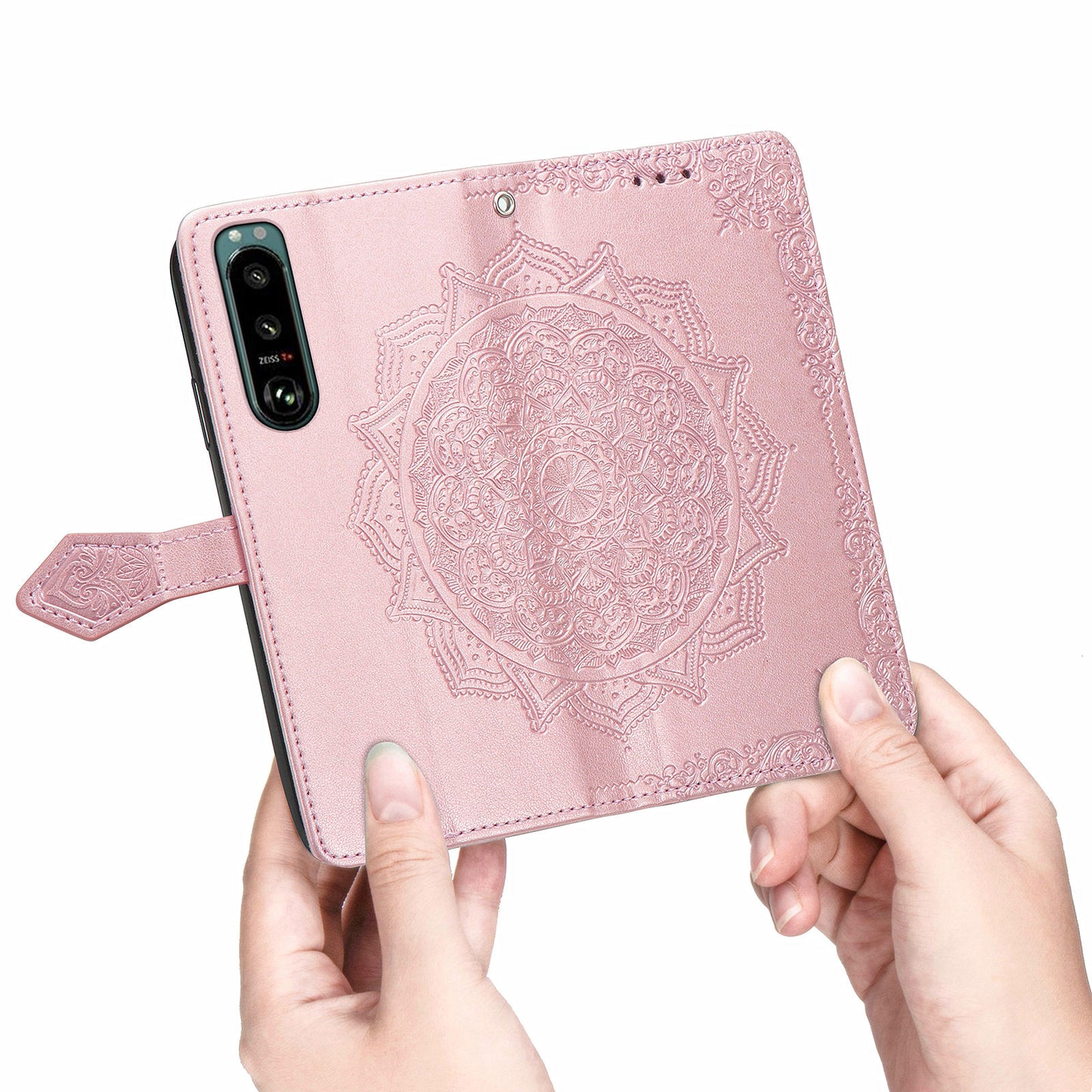 Embossed Mandala Flower Wallet Stand Design Leather Case for Sony Xperia 5 III 5G