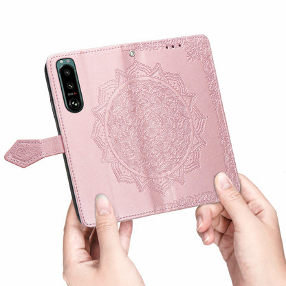 Embossed Mandala Flower Wallet Stand Design Leather Case for Sony Xperia 5 III 5G