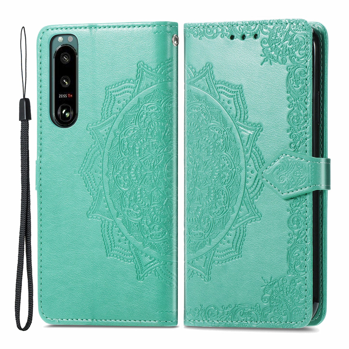 Embossed Mandala Flower Wallet Stand Design Leather Case for Sony Xperia 5 III 5G