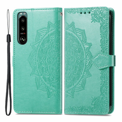 Embossed Mandala Flower Wallet Stand Design Leather Case for Sony Xperia 5 III 5G