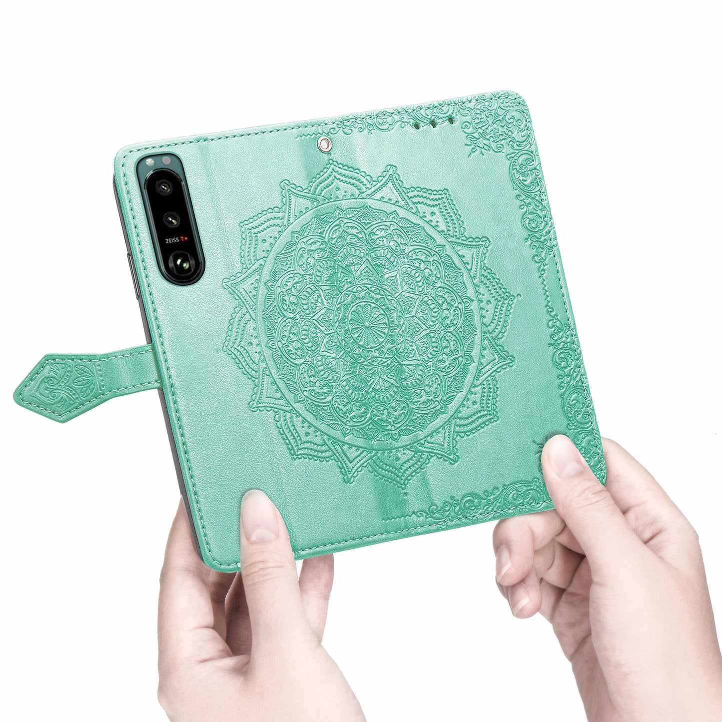 Embossed Mandala Flower Wallet Stand Design Leather Case for Sony Xperia 5 III 5G