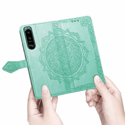 Embossed Mandala Flower Wallet Stand Design Leather Case for Sony Xperia 5 III 5G