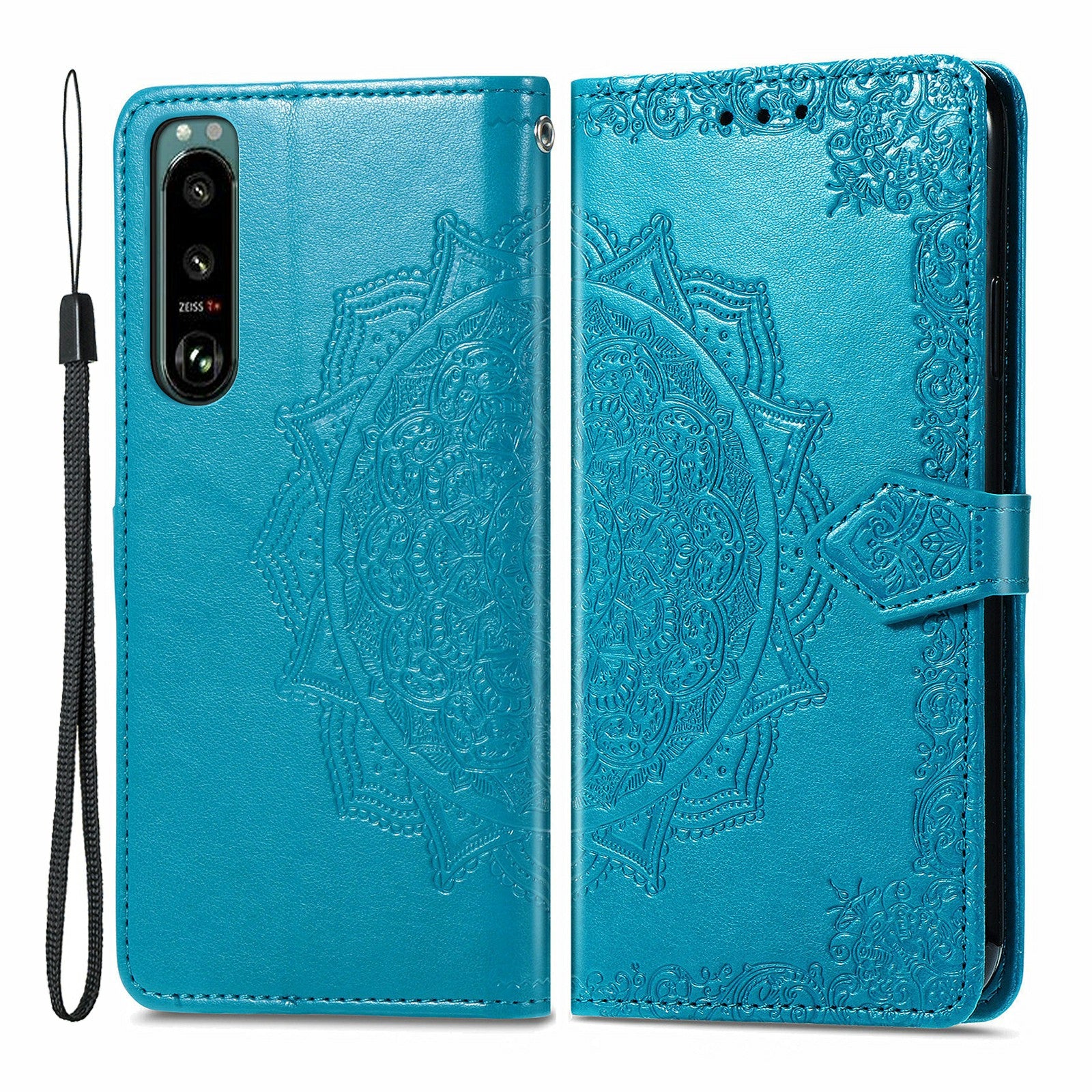 Embossed Mandala Flower Wallet Stand Design Leather Case for Sony Xperia 5 III 5G