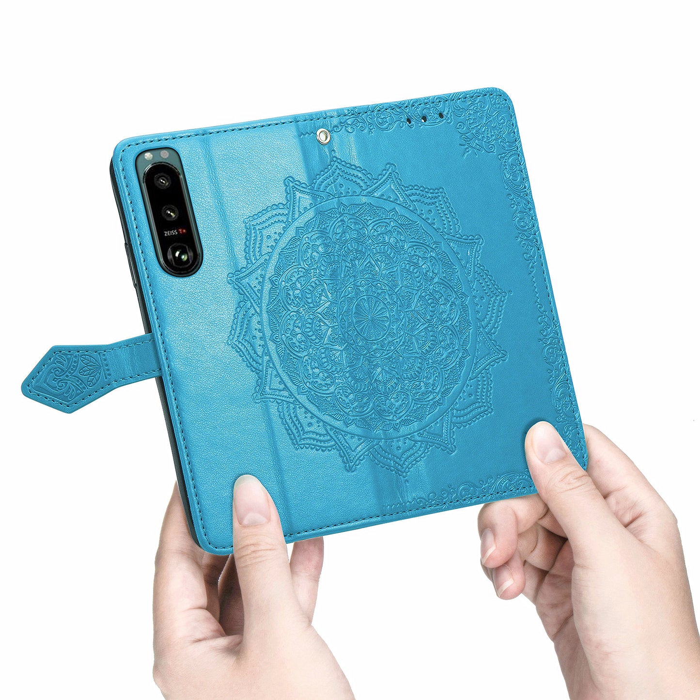 Embossed Mandala Flower Wallet Stand Design Leather Case for Sony Xperia 5 III 5G
